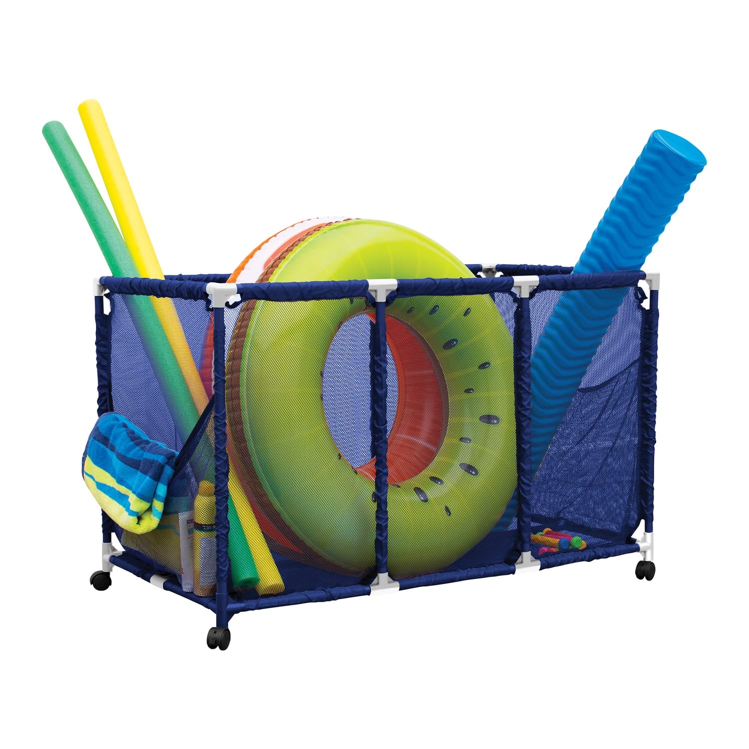 Pool Bins Pool Storage Mesh Rolling Organizer, Extra Large, 25 In. x 43 In. x 28 In., PB-K400