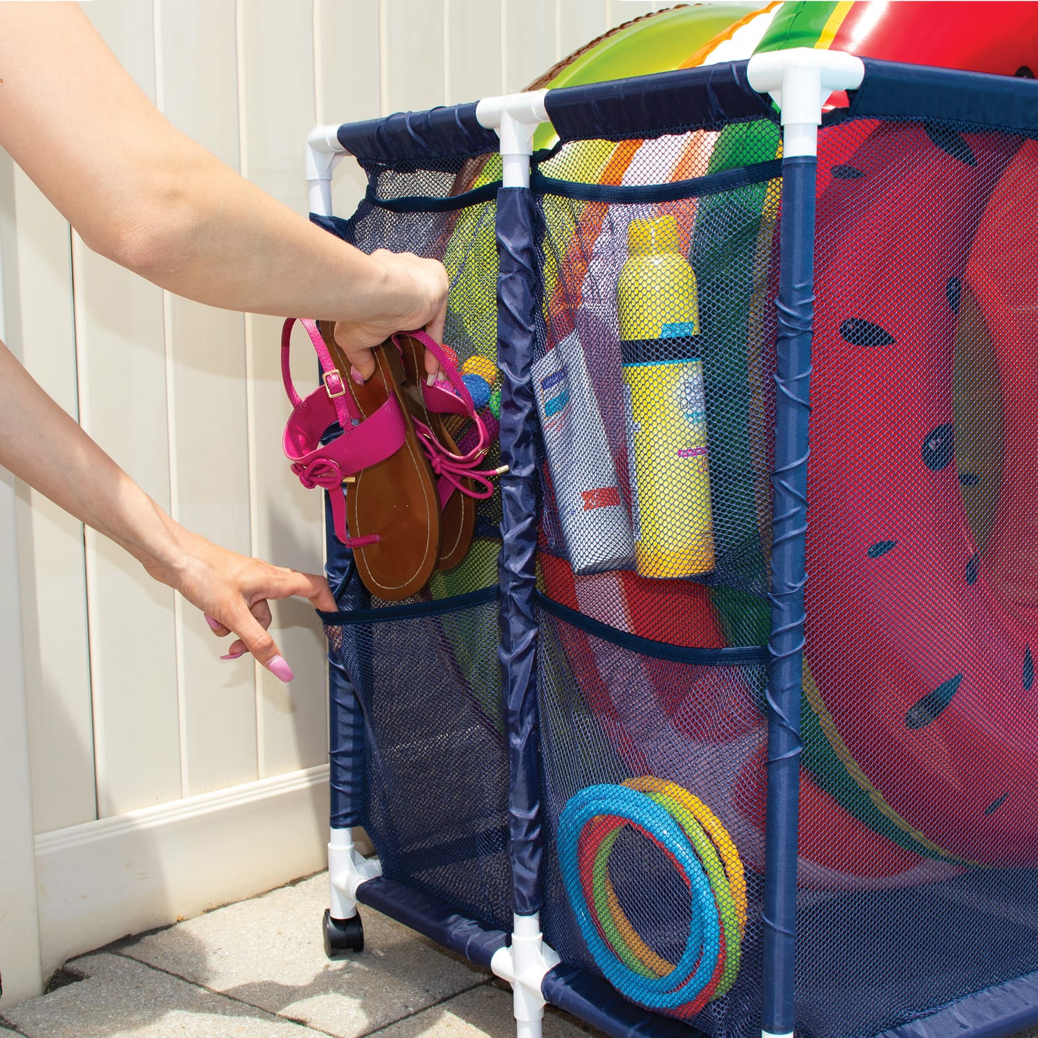 Pool Bins Pool Storage Mesh Rolling Organizer, Extra Large, 30.2 In. x 47.2 In. x 34 In., PB-X600