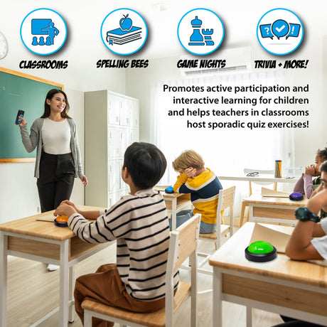Teachers Choice Wireless Light-up Game Buzzer System, 4 Pack, 4 Pack