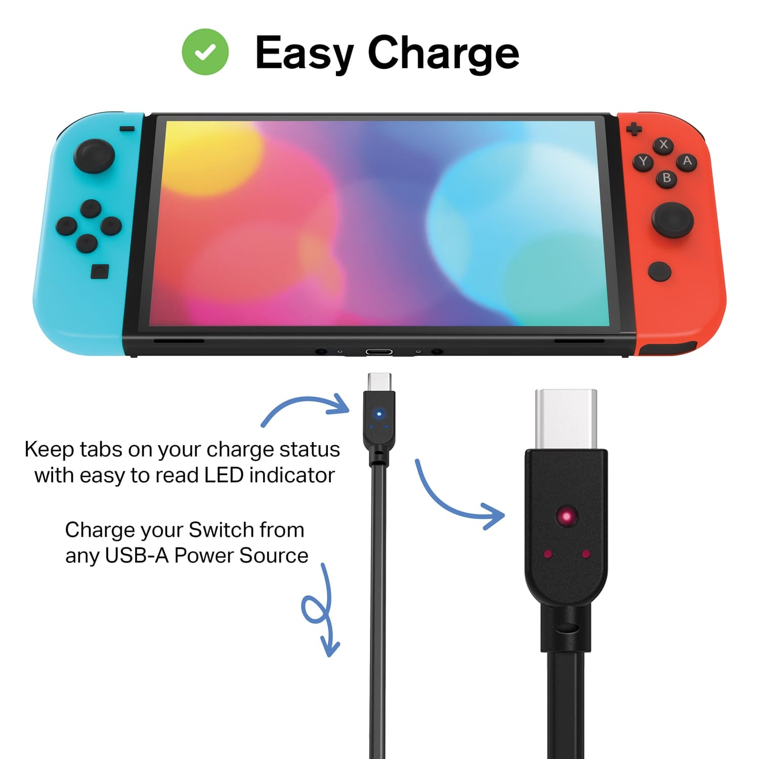 Nyko Charge Link for Nintendo Switch, Switch Lite, and Switch OLED