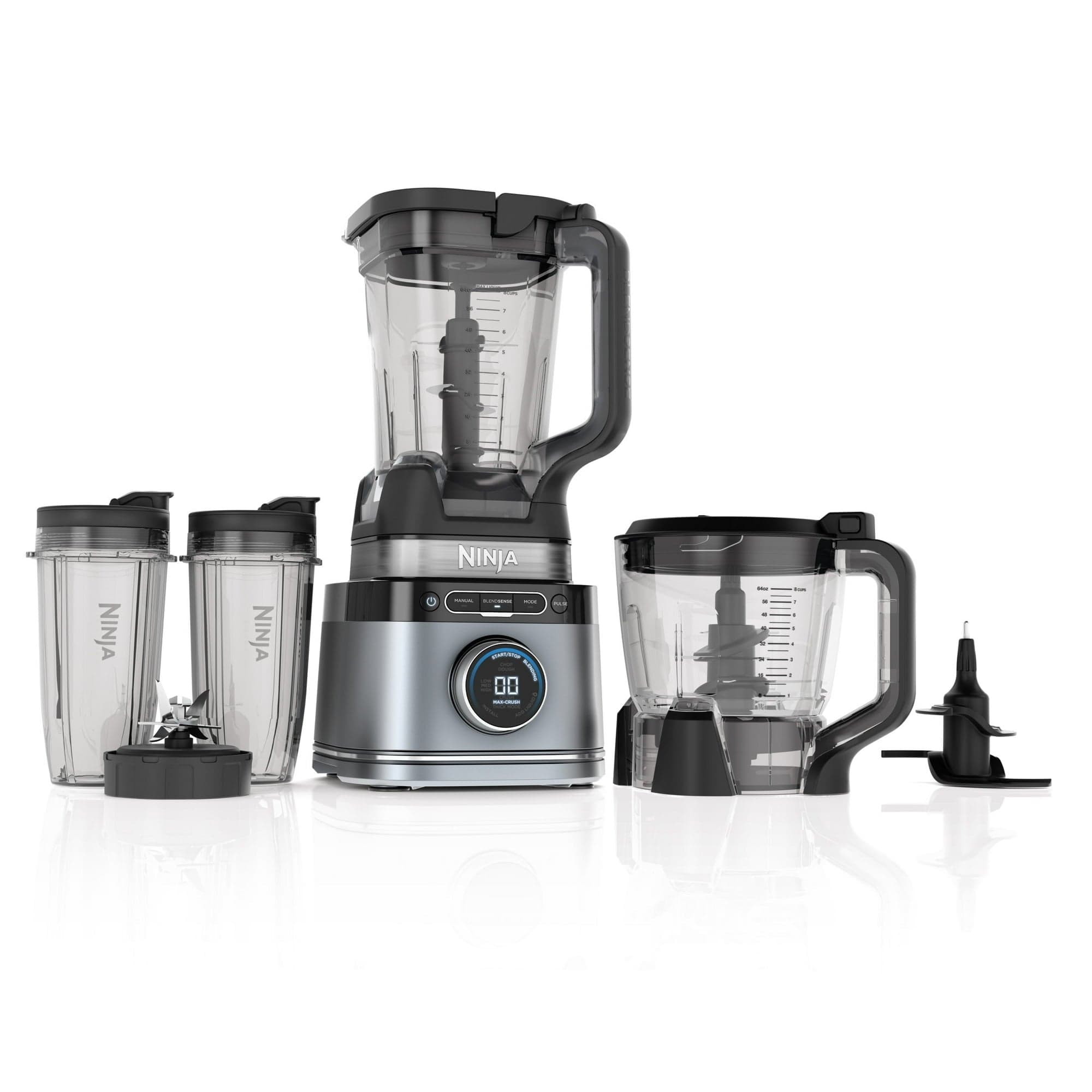 Ninja Detect Kitchen System 72-Oz Blender, 3 Speeds, Blend, Crush, Chop, Smoothies, BlendSense Technology, Silver - Certified Refurbished