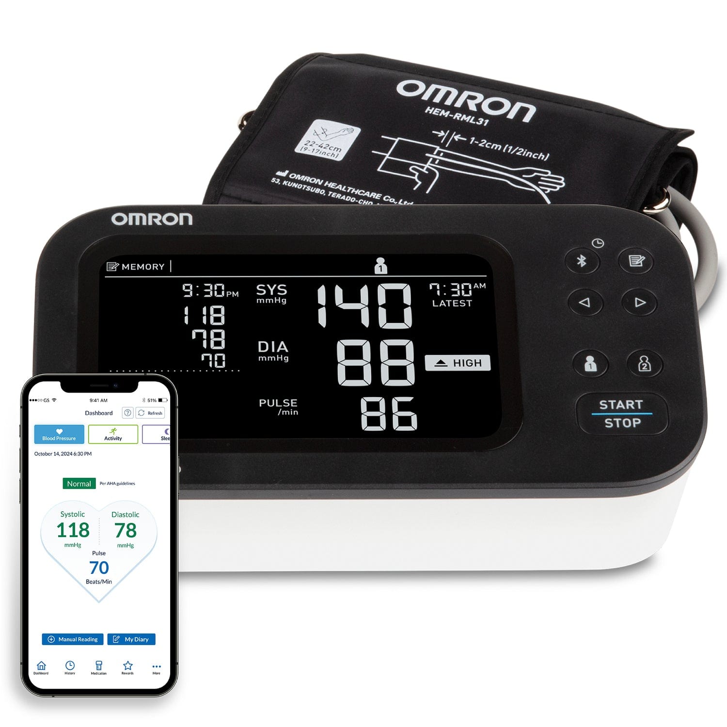 Omron 10 Series Upper Arm Blood Pressure Monitor, BP7465