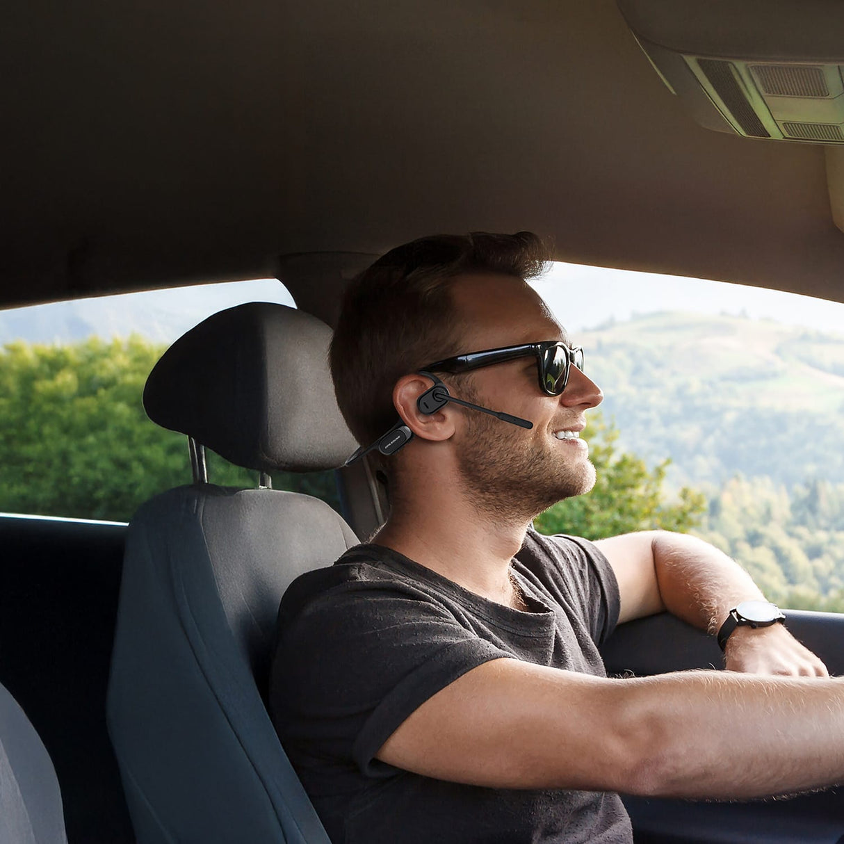 OPN Sound Chat Pro Bluetooth Open-Ear Headset with Flexible ENC Boom Mic and USB Dongle, up to 17 Hours Play Time, IPX5 Water-Resistant