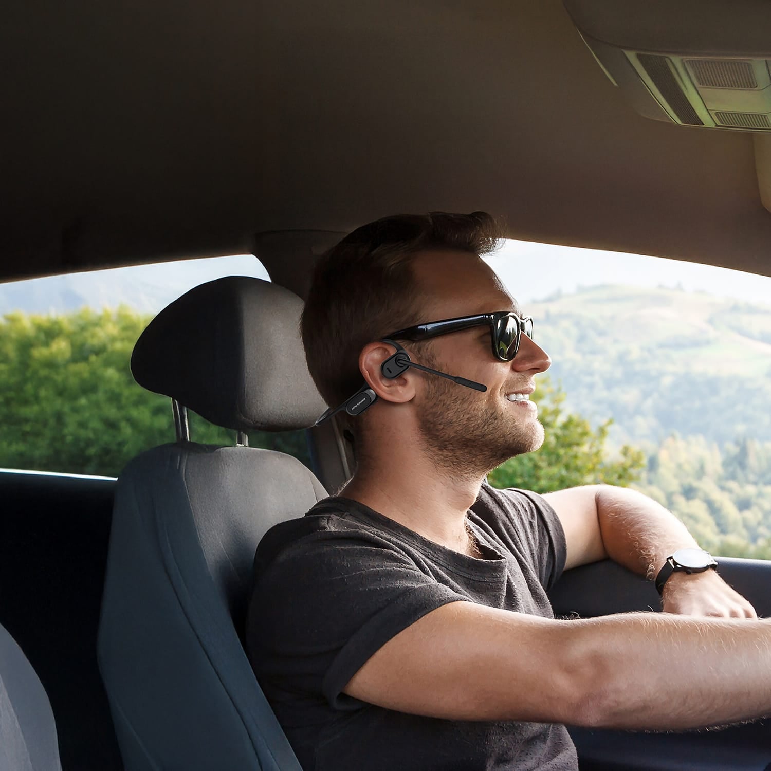 OPN Sound Chat Pro Bluetooth Open-Ear Headset with Flexible ENC Boom Mic and USB Dongle, up to 17 Hours Play Time, IPX5 Water-Resistant