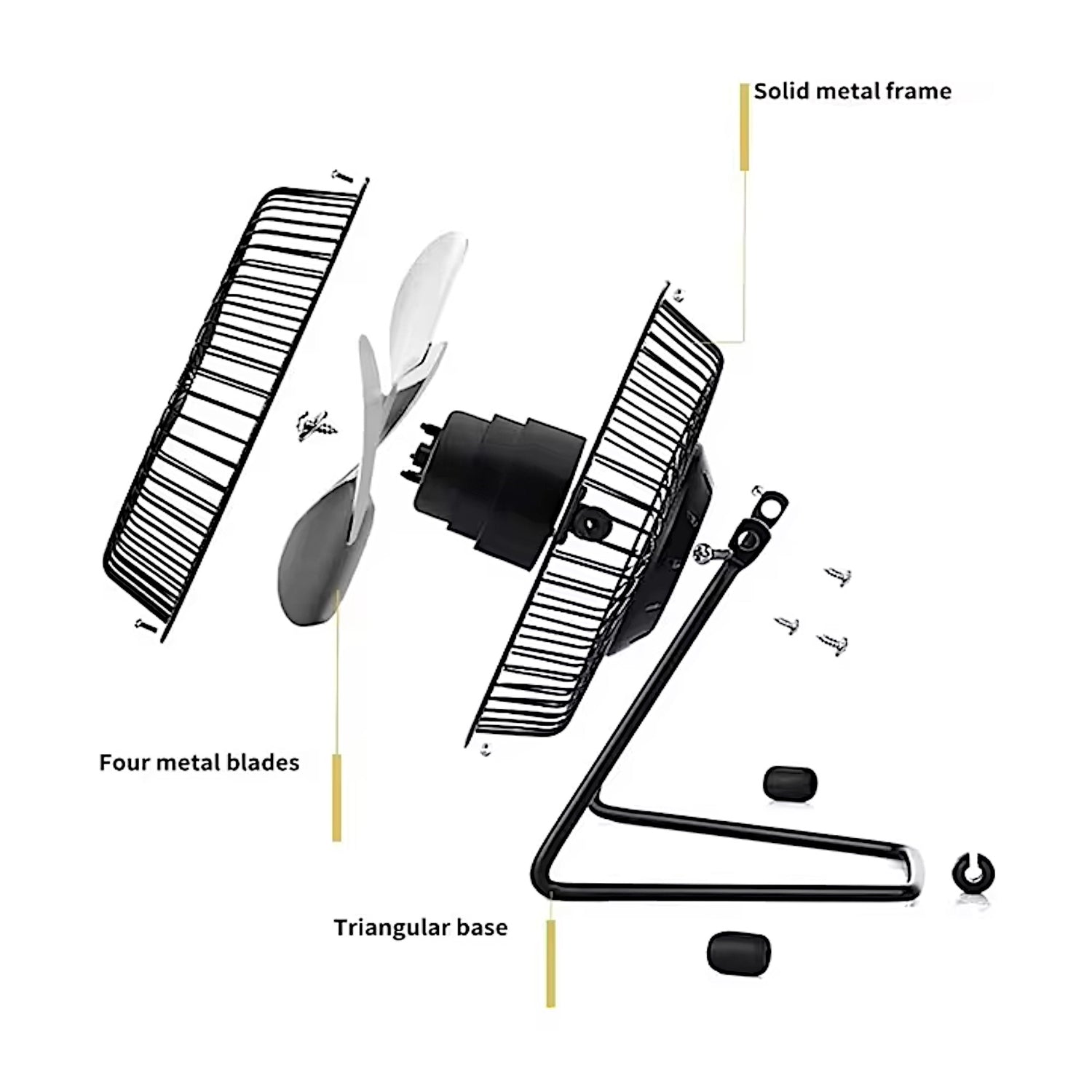 Optimus 4-In. Portable Personal Mini Fan, Single Speed, 37 CFM, 1 Blade, 360° Tilt, 2.5 Watts, USB/AC Powered, 48-In. USB Cable