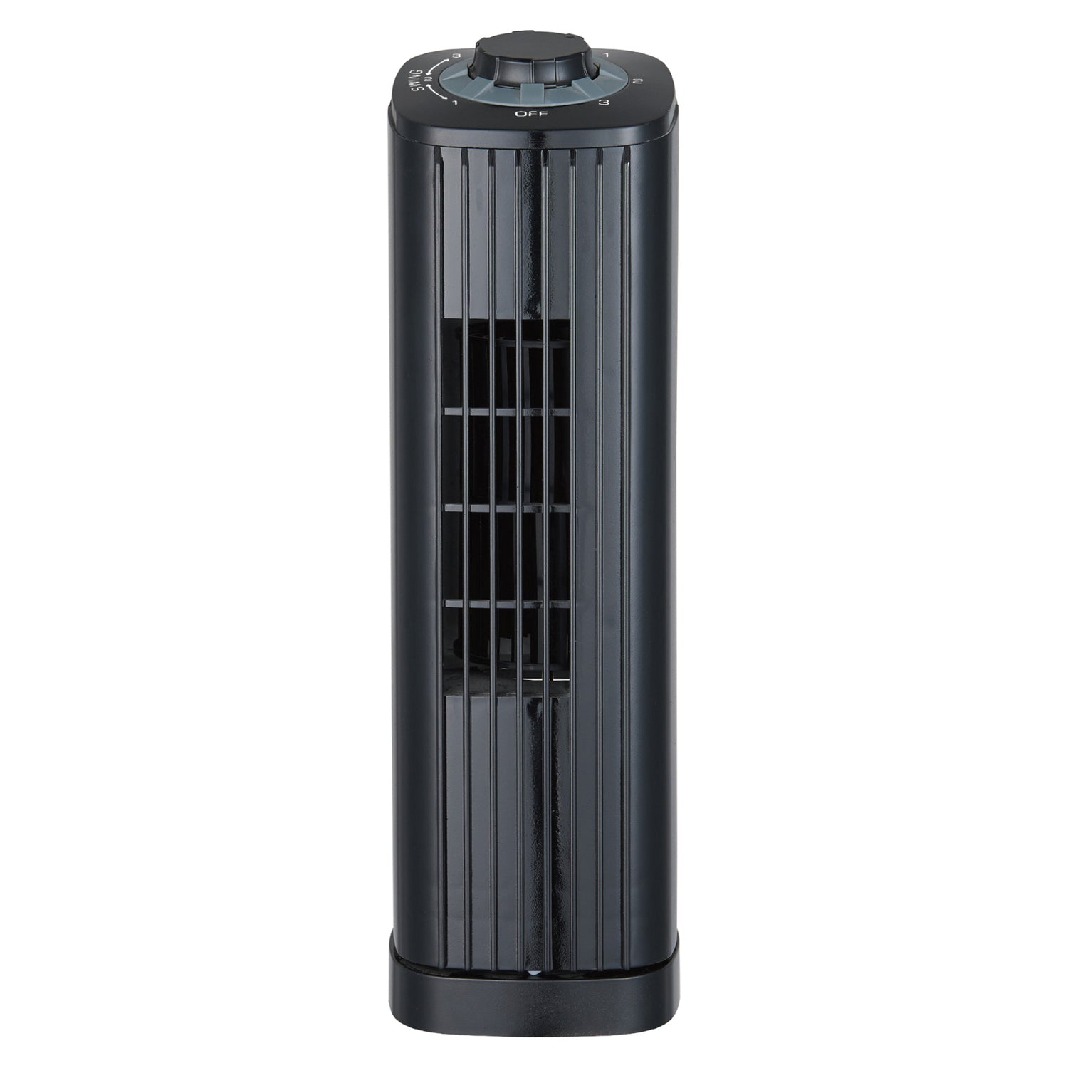 Optimus 14-In. Portable Oscillating Ultra-Slim Desktop Mini Tower Fan with 3 Speeds, 550 CFM, 70° Oscillation, 50 Watts, 72-In. Cord, Black