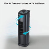 Optimus 14-In. Portable Oscillating Ultra-Slim Desktop Mini Tower Fan with 3 Speeds, 550 CFM, 70° Oscillation, 50 Watts, 72-In. Cord, Black