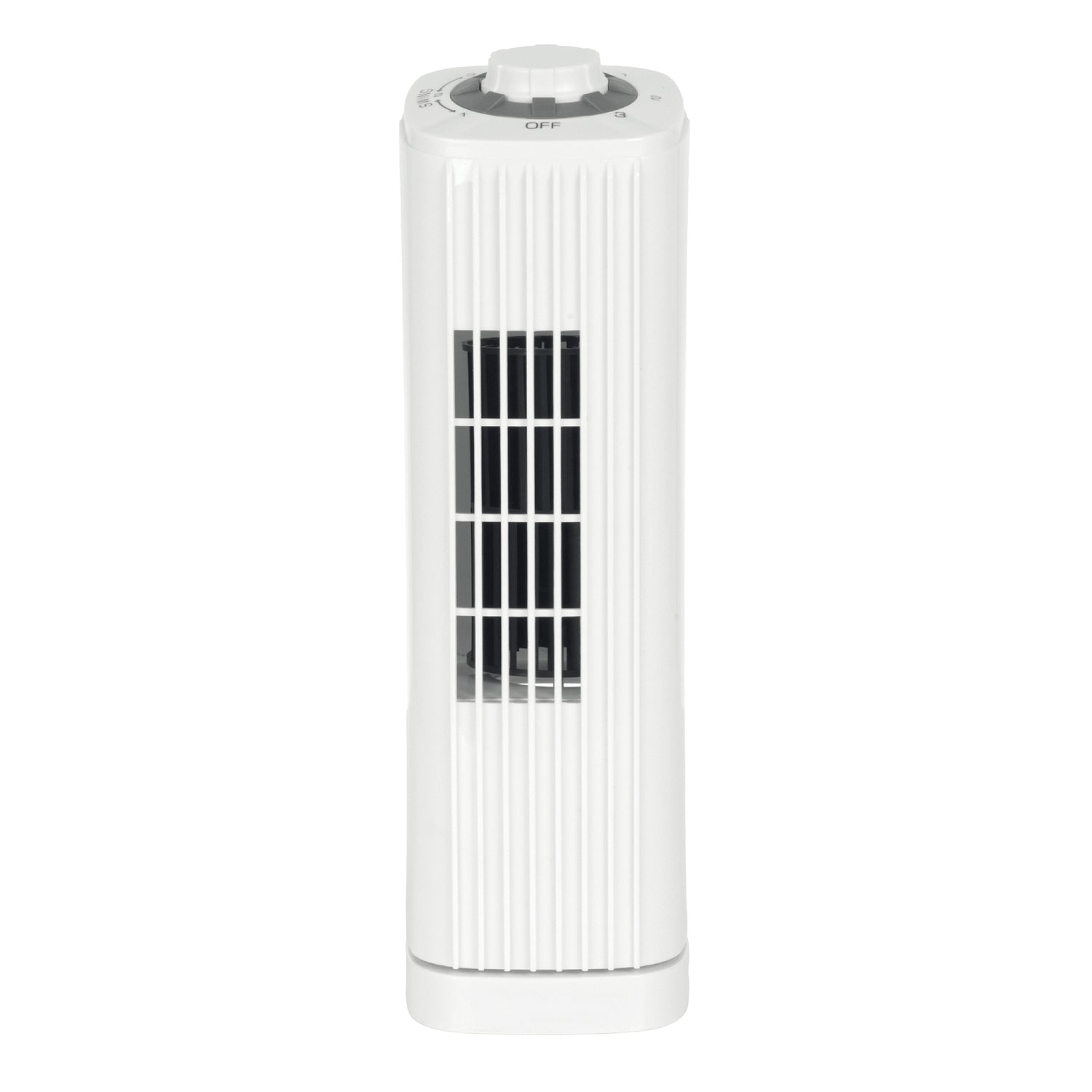 Optimus 14-In. Portable Oscillating Ultra-Slim Desktop Mini Tower Fan with 3 Speeds, 550 CFM, 70° Oscillation, 50 Watts, 72-In. Cord, White