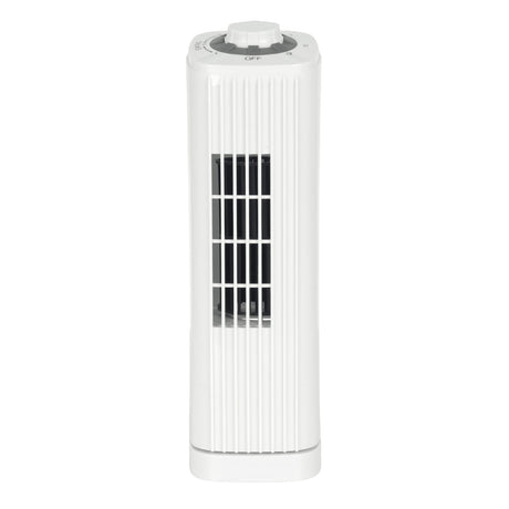 Optimus 14-In. Portable Oscillating Ultra-Slim Desktop Mini Tower Fan with 3 Speeds, 550 CFM, 70° Oscillation, 50 Watts, 72-In. Cord, White