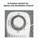 Optimus 14-In. Portable Oscillating Ultra-Slim Desktop Mini Tower Fan with 3 Speeds, 550 CFM, 70° Oscillation, 50 Watts, 72-In. Cord, White