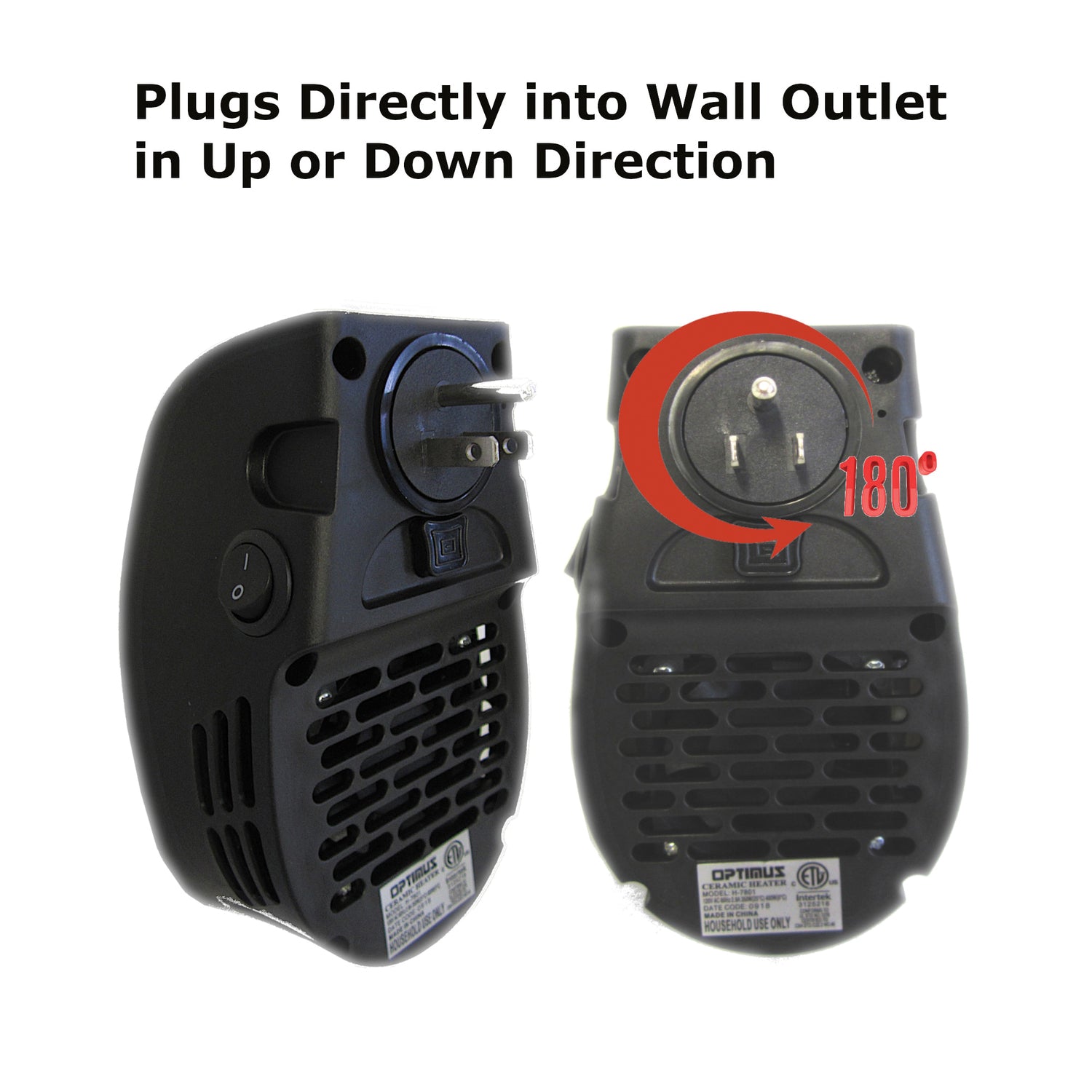 Optimus 350-Watt Plug-in Wall Outlet Heater with Thermostat and Timer, H-7801