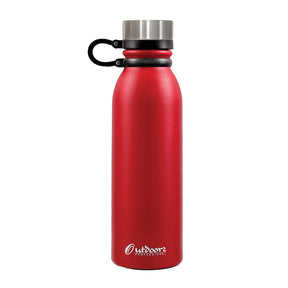 Outdoors Professional 20-Oz. Stainless Steel Double-Walled Vacuum-Insulated Travel Bottle with Leakproof Screw Cap, Red