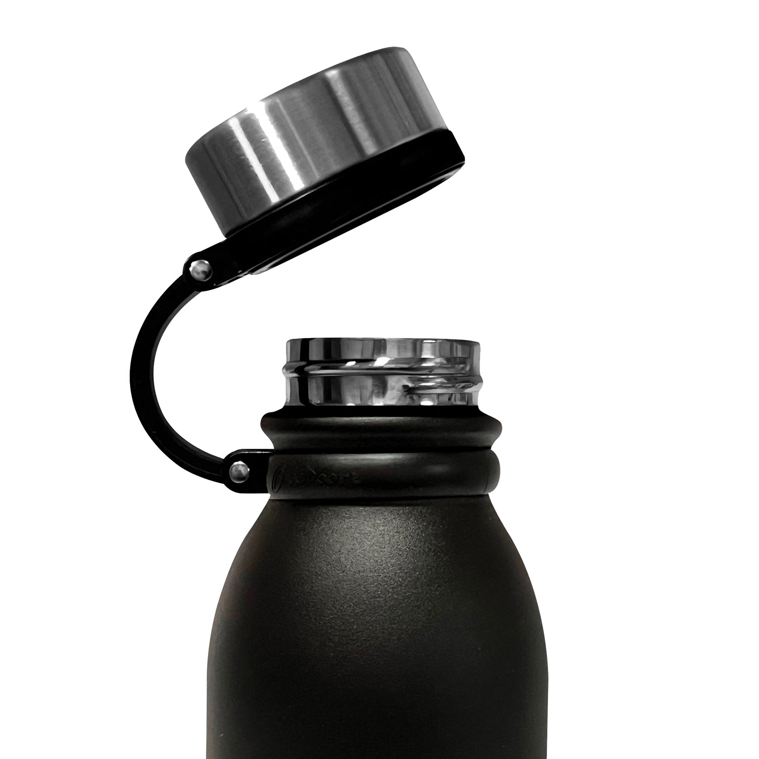 Outdoors Professional 20-Oz. Stainless Steel Double-Walled Vacuum-Insulated Travel Bottle with Leakproof Screw Cap, Black