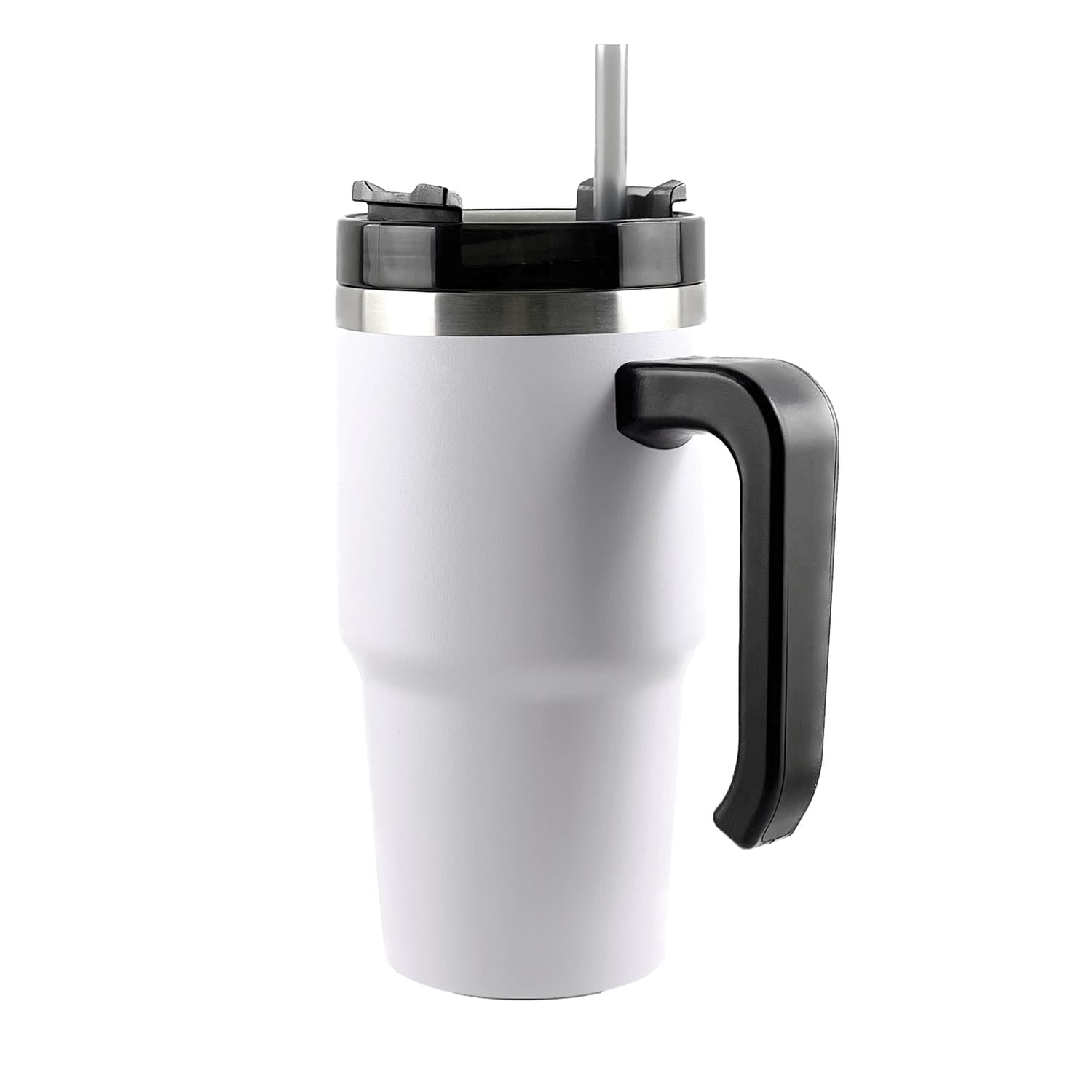 Outdoors Professional 20-Oz. Stainless Steel Double-Walled Insulated Tumbler with Straw, White