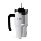 Outdoors Professional 20-Oz. Stainless Steel Double-Walled Insulated Tumbler with Straw, White