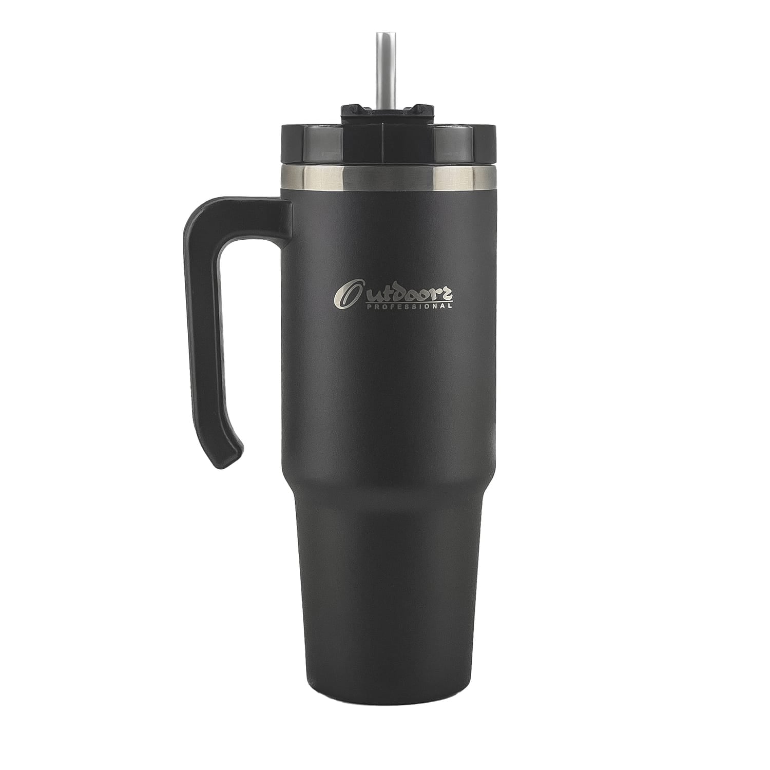 Outdoors Professional 30-Oz. Stainless Steel Double-Walled Insulated Tumbler with Straw, Black