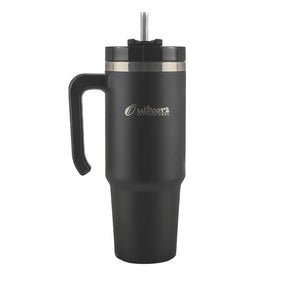 Outdoors Professional 30-Oz. Stainless Steel Double-Walled Insulated Tumbler with Straw, Black