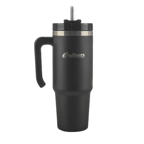 Outdoors Professional 30-Oz. Stainless Steel Double-Walled Insulated Tumbler with Straw, Black