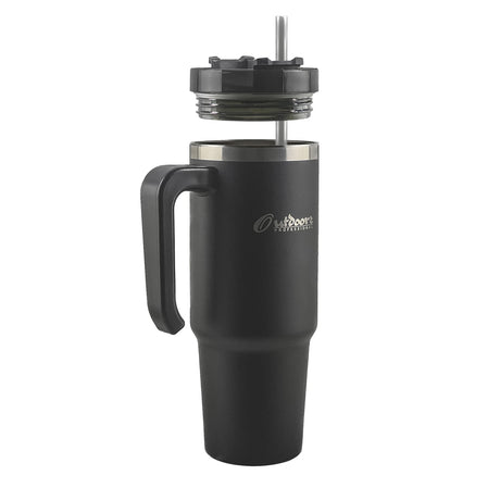 Outdoors Professional 30-Oz. Stainless Steel Double-Walled Insulated Tumbler with Straw, Black