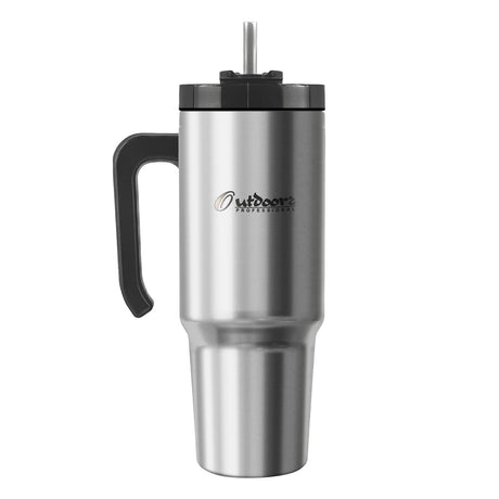 Outdoors Professional 30-Oz. Stainless Steel Double-Walled Insulated Tumbler with Straw, Stainless Steel