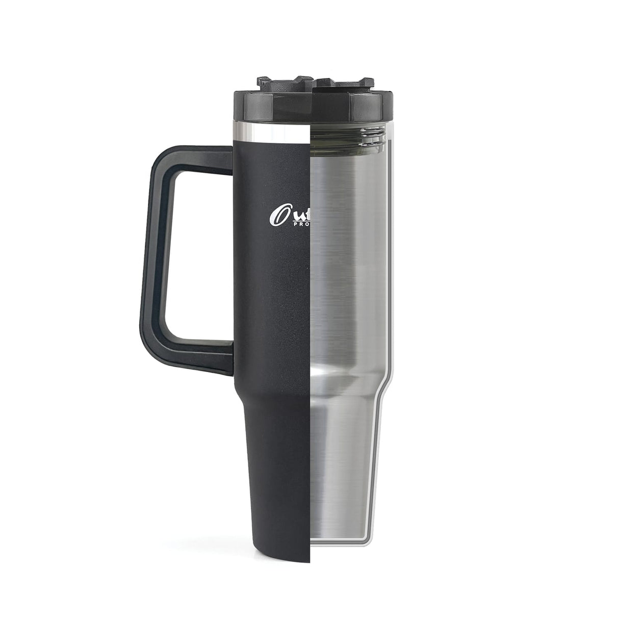 Outdoors Professional 40-Oz. Stainless Steel Double-Walled Insulated Tumbler with Straw, Black
