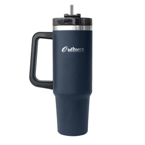 Outdoors Professional 40-Oz. Stainless Steel Double-Walled Insulated Tumbler with Straw, Navy Blue