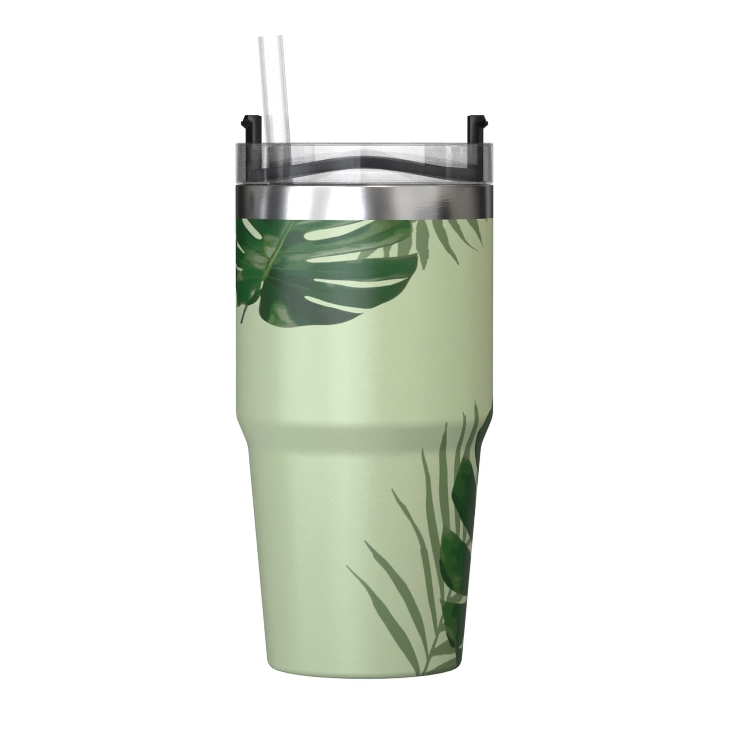 Outdoors Professional 20-Oz. Stainless Steel Double-Walled Insulated Tumbler with Straw, Tropical Green