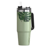 Outdoors Professional 30-Oz. Stainless Steel Double-Walled Insulated Tumbler with Straw, Tropical Green
