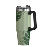 Outdoors Professional 30-Oz. Stainless Steel Double-Walled Insulated Tumbler with Straw, Tropical Green