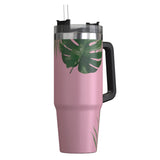 Outdoors Professional 30-Oz. Stainless Steel Double-Walled Insulated Tumbler with Straw, Tropical Pink