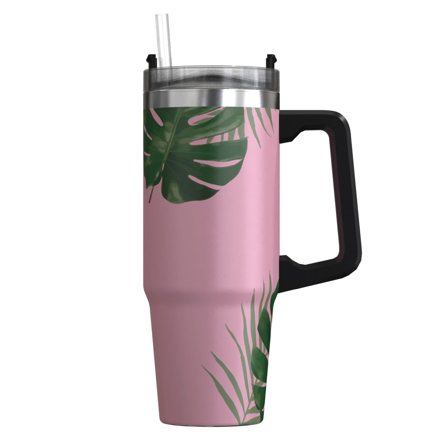 Outdoors Professional 30-Oz. Stainless Steel Double-Walled Insulated Tumbler with Straw, Tropical Pink
