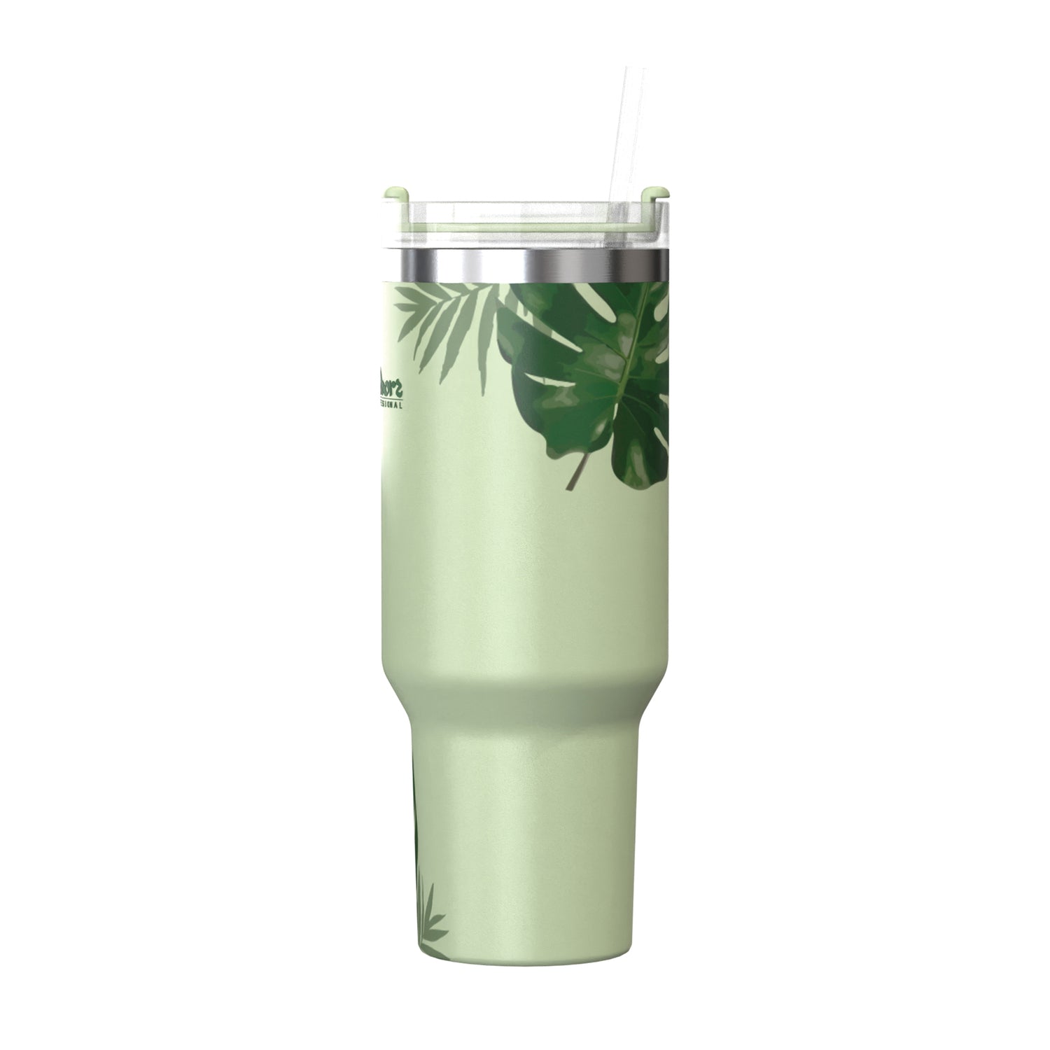 Outdoors Professional 40-Oz. Stainless Steel Double-Walled Insulated Tumbler with Straw, Tropical Green