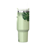 Outdoors Professional 40-Oz. Stainless Steel Double-Walled Insulated Tumbler with Straw, Tropical Green