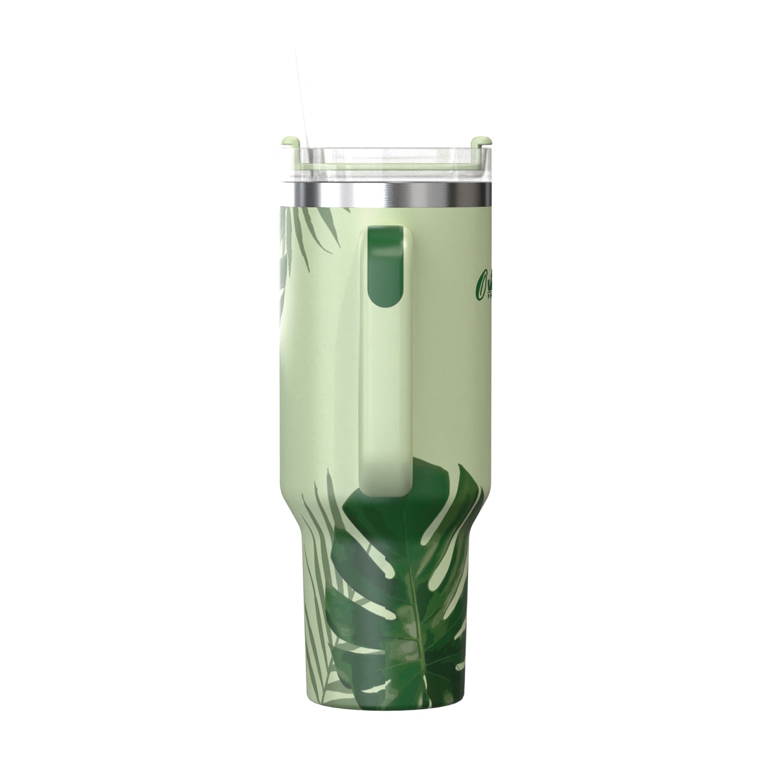 Outdoors Professional 40-Oz. Stainless Steel Double-Walled Insulated Tumbler with Straw, Tropical Green