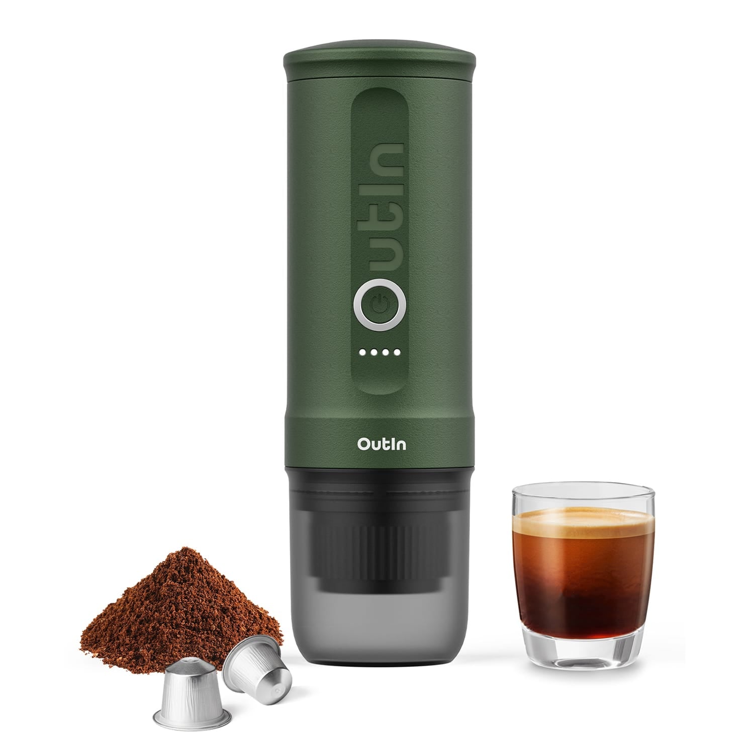 OutIn Nano Portable Electric Espresso Machine, Forest Green