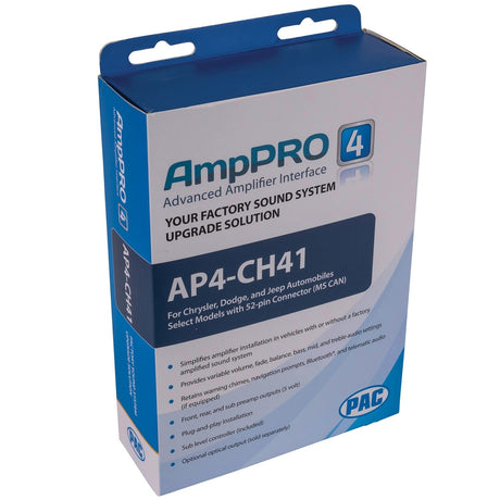 PAC AmpPRO 4 Amplifier Integration Interface for Select 2013 to 2024 Chrysler, Dodge, Jeep, and Ram Vehicles, AP4-CH41, R.2