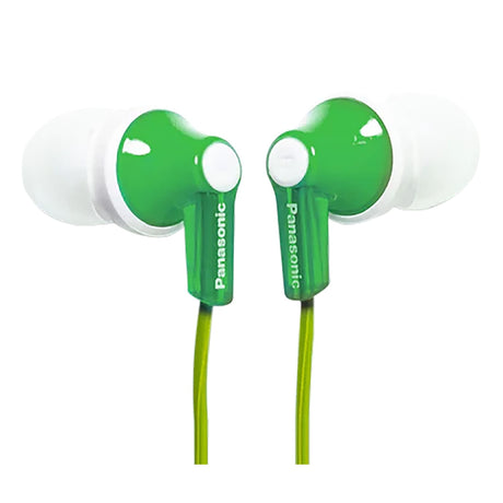 Panasonic ErgoFit Wired In-Ear Earbud Headphones with Right-Angle 3.5-mm Connector, RP-HJE120, Green