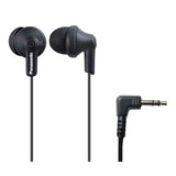 Panasonic ErgoFit Wired In-Ear Earbud Headphones with Right-Angle 3.5-mm Connector, RP-HJE120, Matte Black
