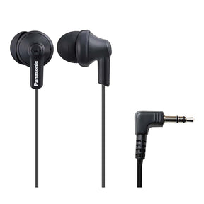Panasonic ErgoFit Wired In-Ear Earbud Headphones with Right-Angle 3.5-mm Connector, RP-HJE120, Matte Black