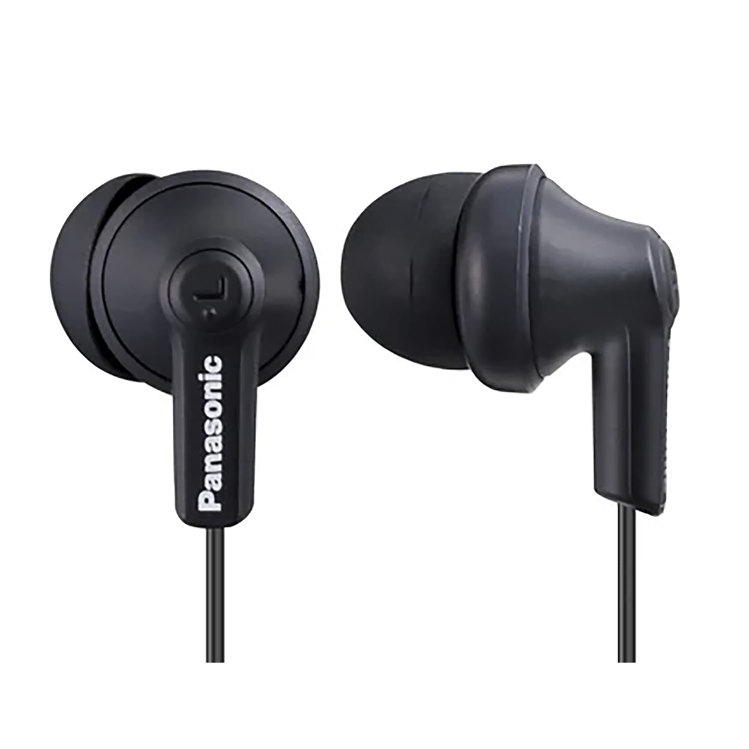 Panasonic ErgoFit Wired In-Ear Earbud Headphones with Right-Angle 3.5-mm Connector, RP-HJE120, Matte Black
