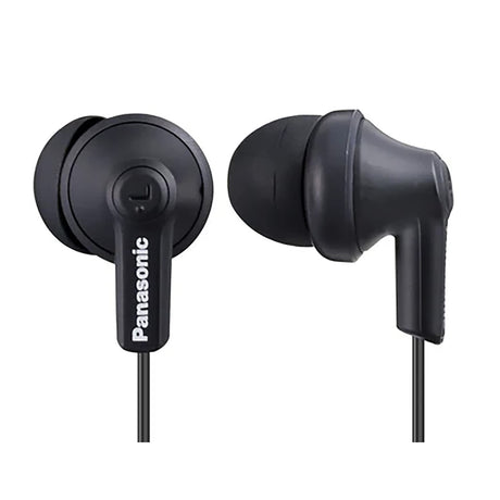 Panasonic ErgoFit Wired In-Ear Earbud Headphones with Right-Angle 3.5-mm Connector, RP-HJE120, Matte Black