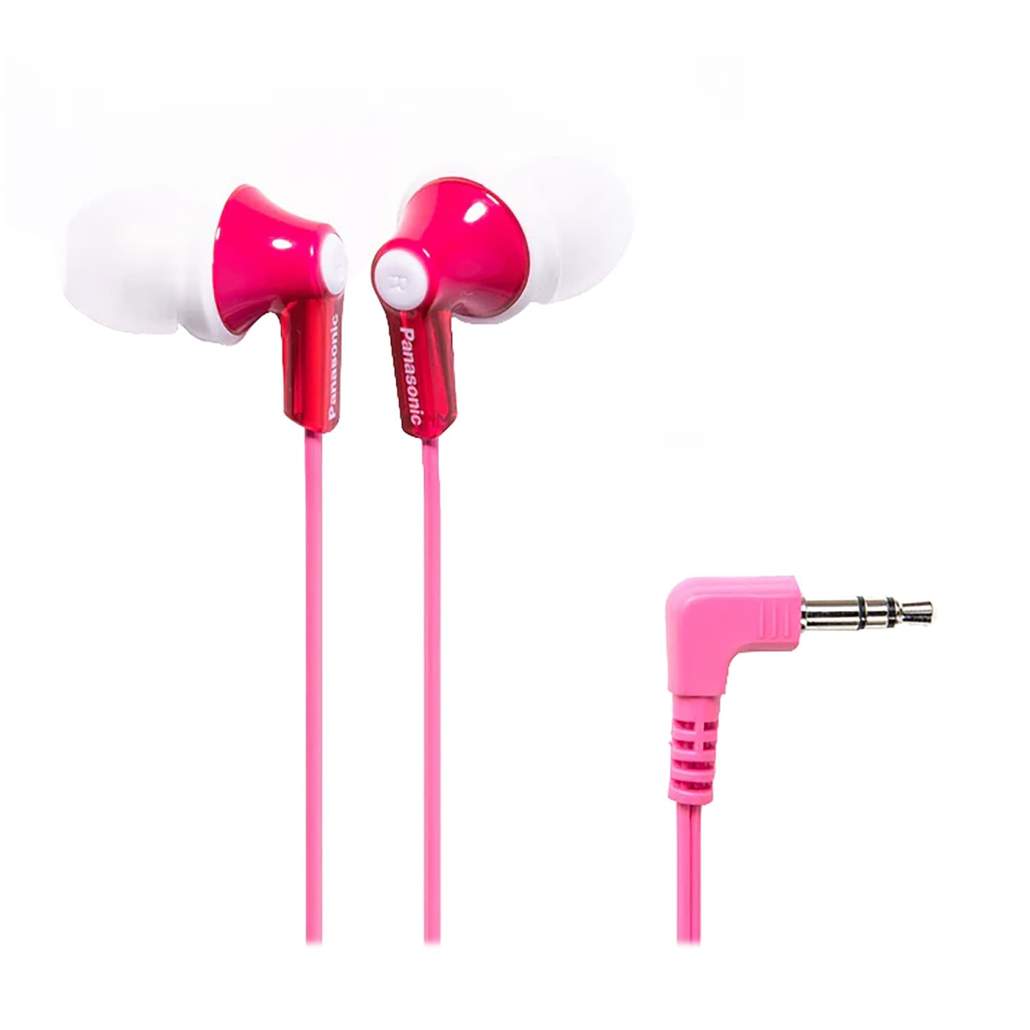 Panasonic ErgoFit Wired In-Ear Earbud Headphones with Right-Angle 3.5-mm Connector, RP-HJE120, Pink