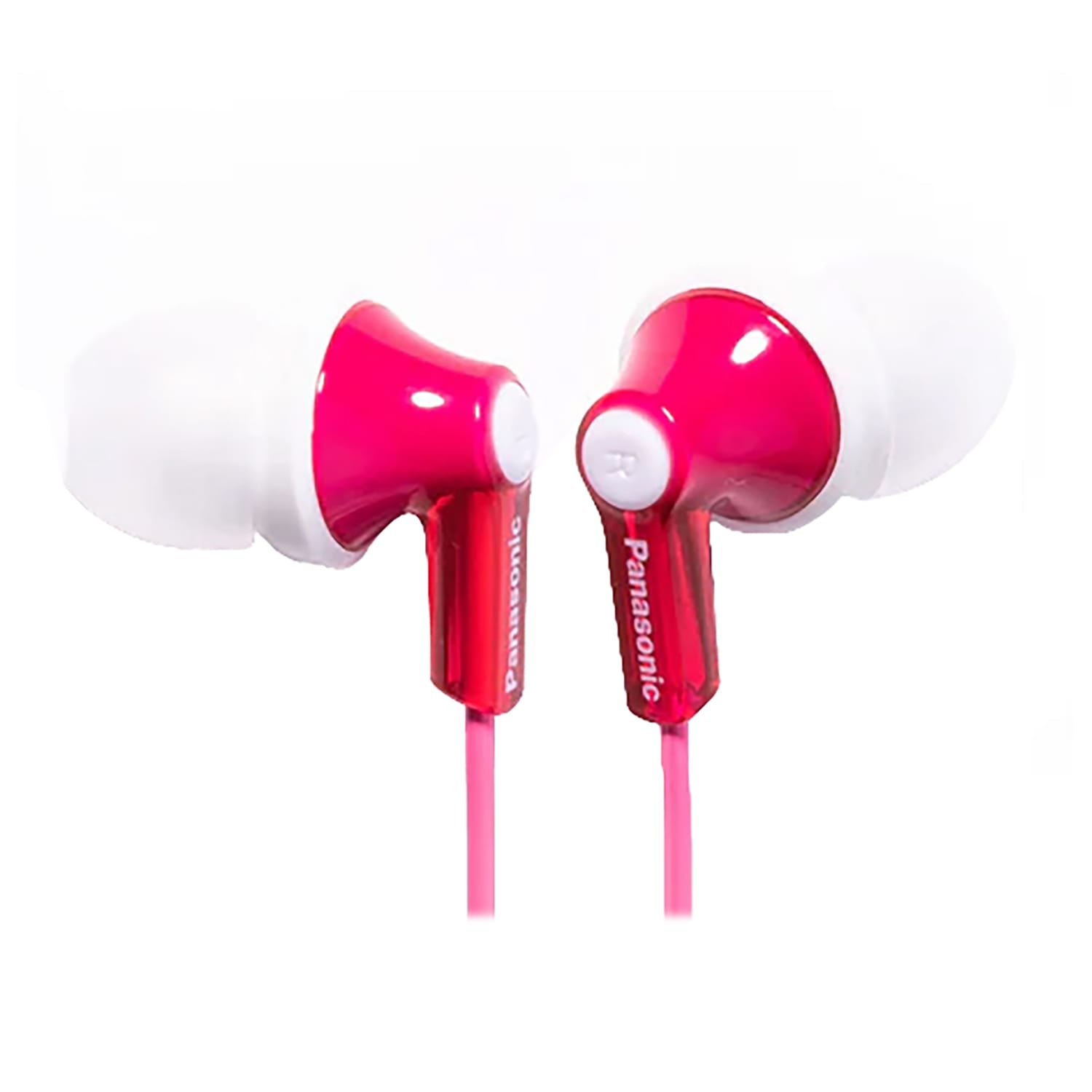Panasonic ErgoFit Wired In-Ear Earbud Headphones with Right-Angle 3.5-mm Connector, RP-HJE120, Pink