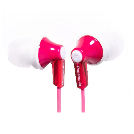Panasonic ErgoFit Wired In-Ear Earbud Headphones with Right-Angle 3.5-mm Connector, RP-HJE120, Pink