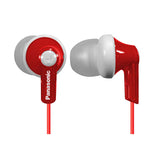Panasonic ErgoFit Wired In-Ear Earbud Headphones with Right-Angle 3.5-mm Connector, RP-HJE120, Red