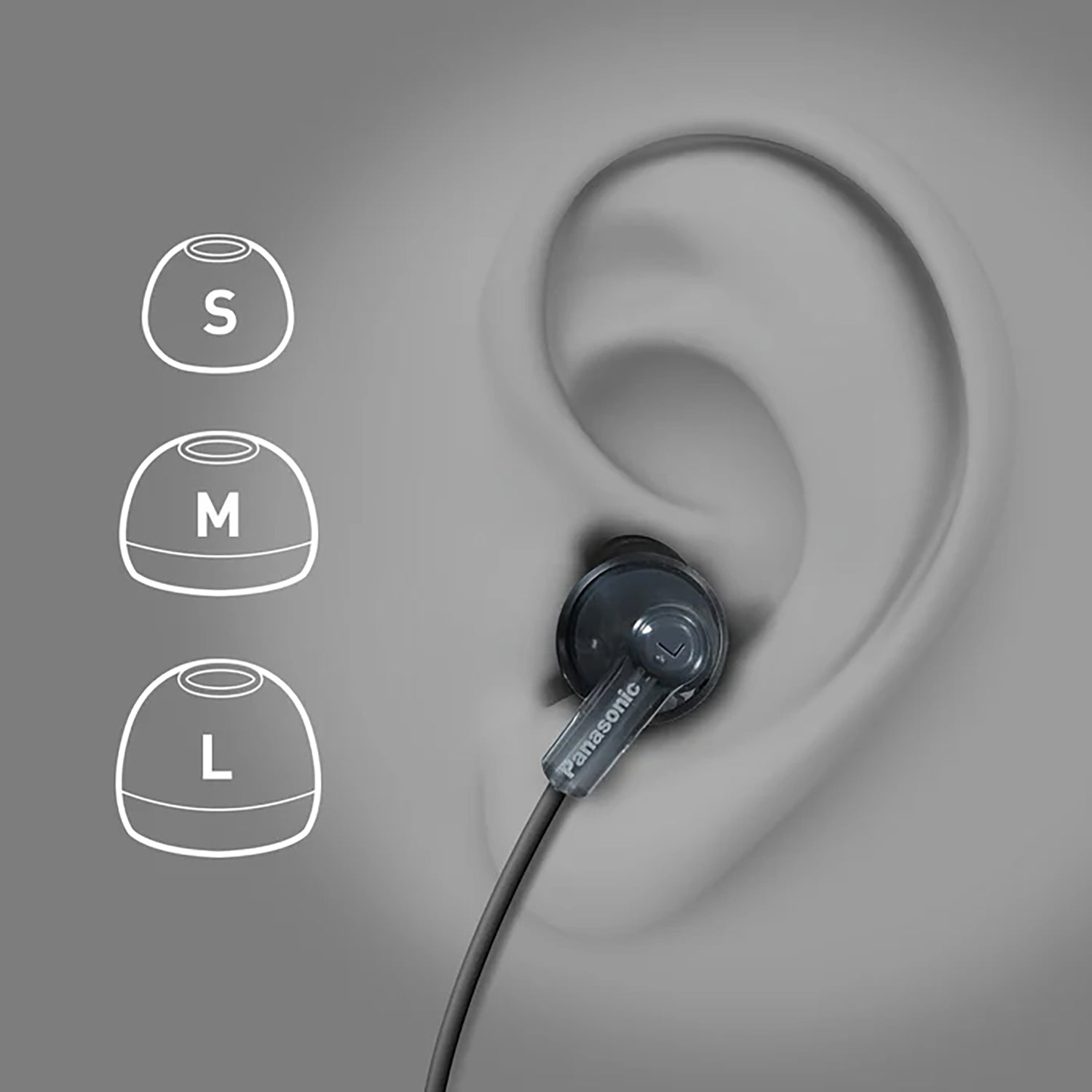 Panasonic ErgoFit Wired In-Ear Earbud Headphones with Right-Angle 3.5-mm Connector, RP-HJE120, Purple