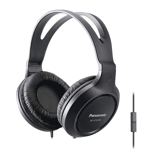 Panasonic Wired Over-Ear Headphones with In-Line Mic, 3.5-mm Connector, and Long Cord, XBS for Deep Bass, RP-HT161M
