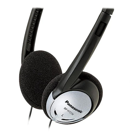 Panasonic Wired On-Ear Lightweight Headphones with In-Line Mic, 3.5-mm Connector, and Open-Air Design, XBS for Deep Bass, RP-HT21M