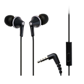Panasonic ErgoFit Wired In-Ear Earbud Headphones with In-Line Mic/Call Remote and Right-Angle 3.5-mm TRRS Connector, RP-TCM125, Black