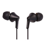 Panasonic ErgoFit Wired In-Ear Earbud Headphones with In-Line Mic/Call Remote and Right-Angle 3.5-mm TRRS Connector, RP-TCM125, Matte Black